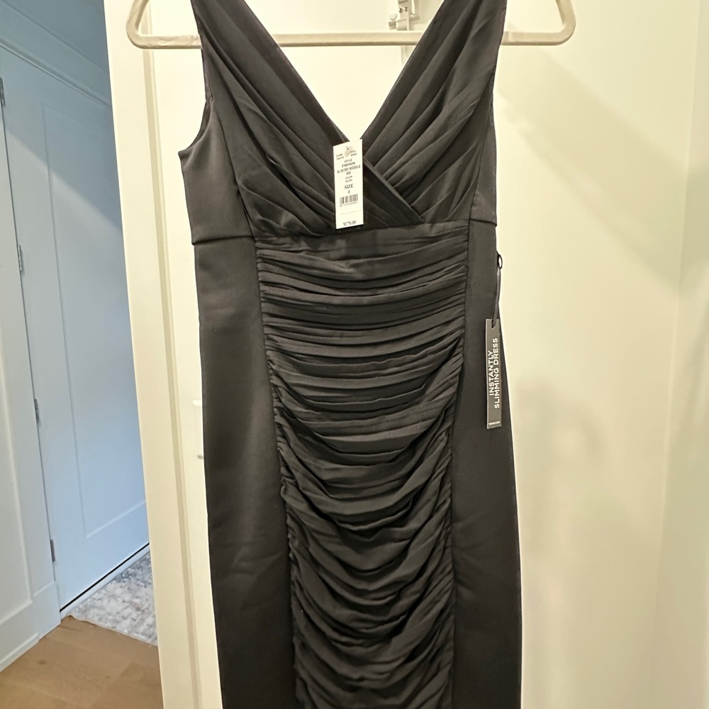 White House Black Market Black Ruched Midi Dress